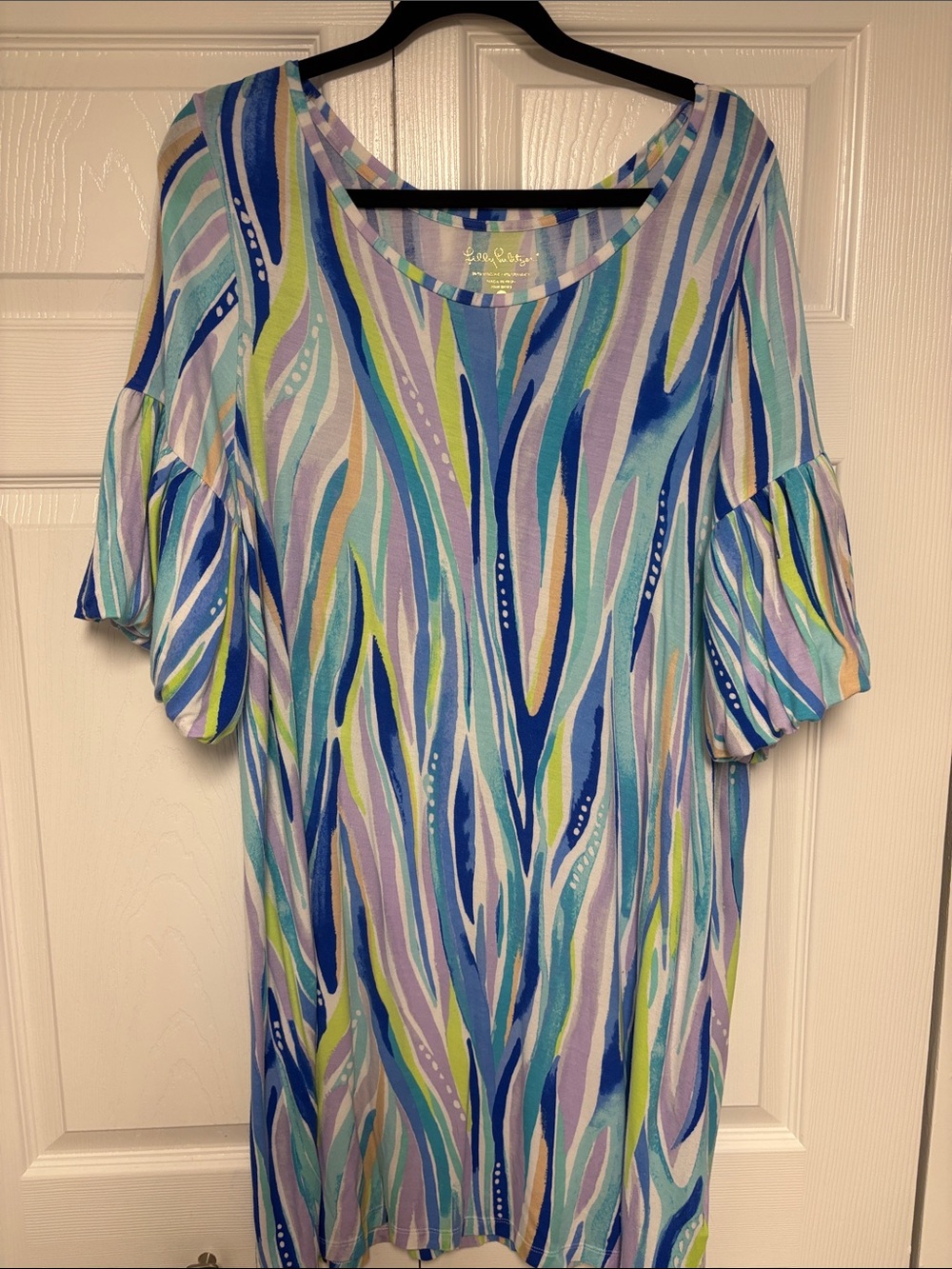 Lilly Pulitzer Blue Multi-Color Wave-Print Midi Dress